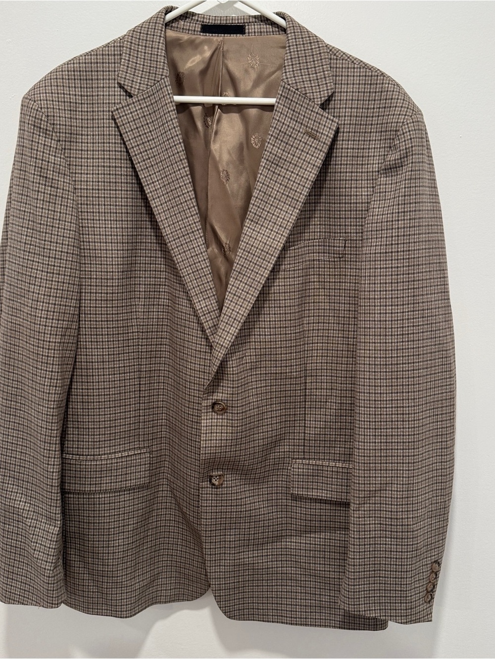 Lauren Ralph Lauren Men’s Blazer 46L Brown Check Two Button Sport Coat Stretch